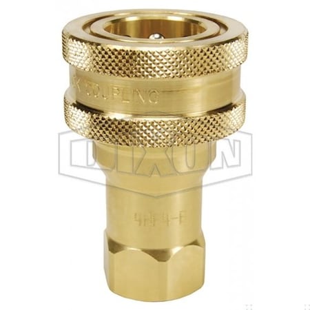 Dixon DQC H Industrial Interchange Poppet Valve Female Coupler, 1/2-14 Nominal, Female BSPP, Brass 4HBF4-B